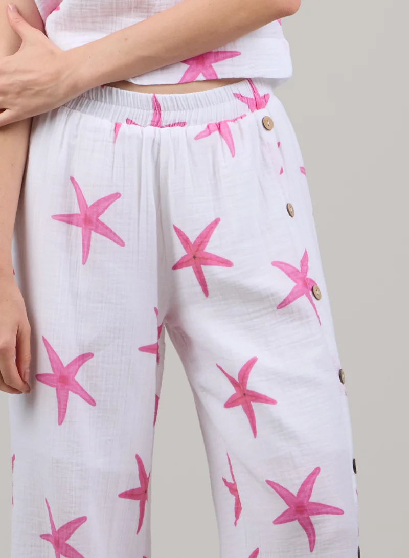 Just Nature White Side Slit Flared Trousers for Women | Best Price UAE